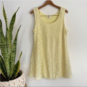 Umgee lemon pastel floral lace babydoll dress sz Large